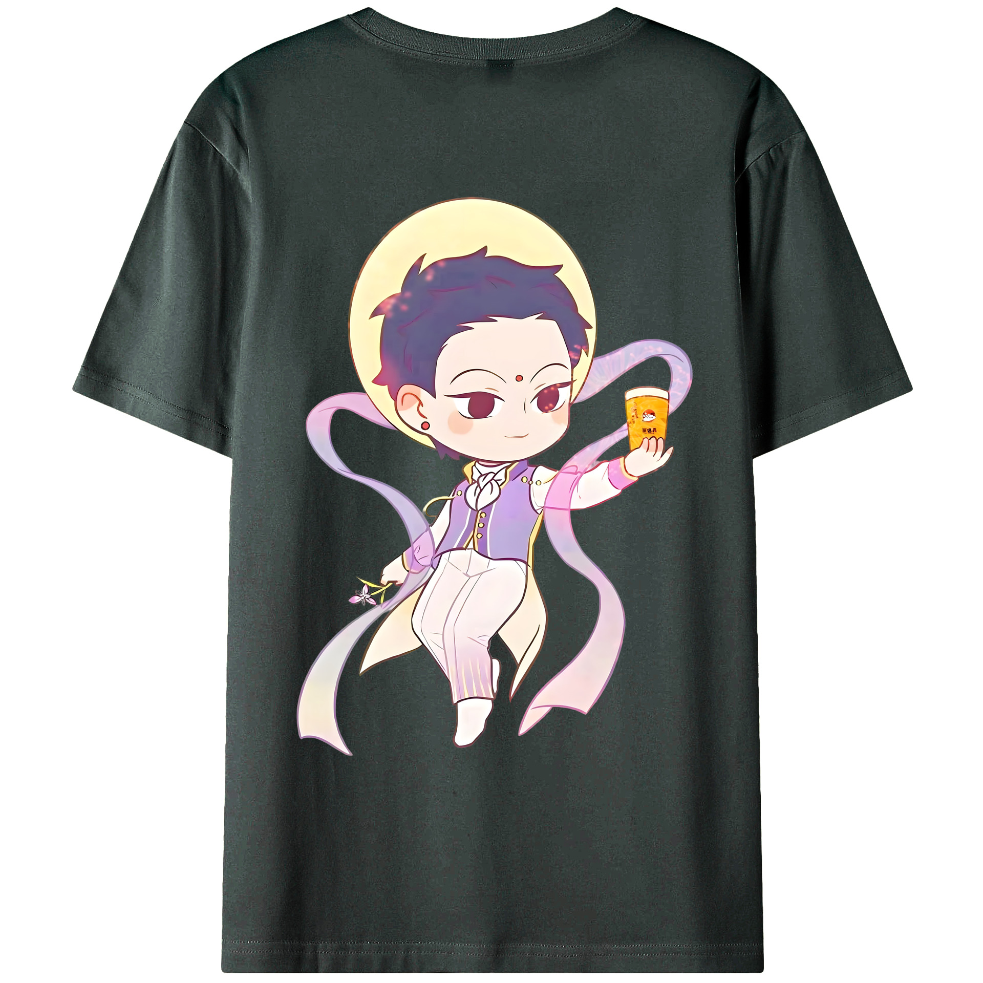 （画像用） Ne Zha 2 ナタ 魔童の大暴れ 綿100％ メンズ半袖Tシャツ（バックプリント） 通気性